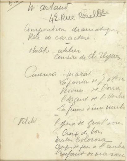 [ARTAUD]. Antonin Artaud en moine avec Cécile Brusson. Sans lieu ni date [Paris,...