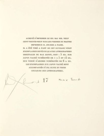 Paul Eluard. Chanson complète.
Paris, Gallimard, 1939.
In-4, broché.
Édition originale...