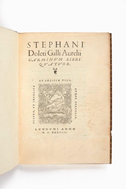 DOLET, Etienne. 
Carminum libri quartet. Lyon, printed by Étienne Dolet at Sébastien...