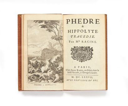 RACINE, Jean. 
Phèdre & Hippolite. Tragédie. Paris, Jean Ribou, 1677.
In-12 (156...