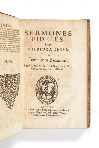 BACON, Francis. 
Operum moralium et civilium tomus. Londres, Edward Griffin & John...