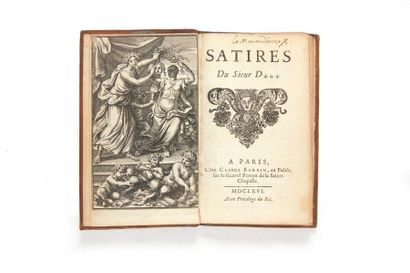 BOILEAU, Nicolas. 
Satires du Sieur D***. Paris, Claude Barbin, 1666.
In-12 (144...