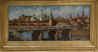 PETR PETROVICH VERESHCHAGIN (1836-1886) 
Vue du Kremlin depuis le pont Moskvoretsky
Huile...