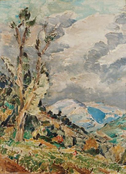 Alexis GRITCHENKO (1883-1977) 
View of Biot
Oil on panel.
Signed lower left.
Has...