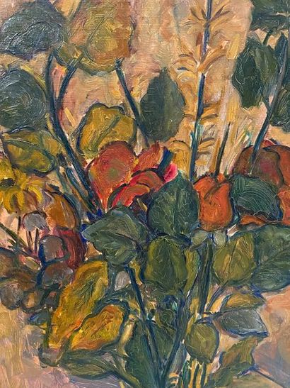 Michel ADLEN (1898-1980) 
Bouquet de fleurs (1975)
Huile sur toile.
Signée en bas...