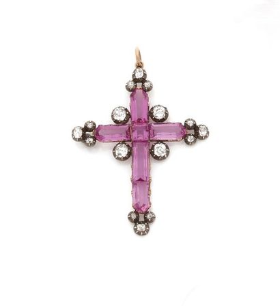 PENDENT CROSS in 18K (750) yellow gold and...