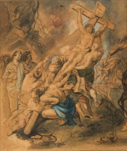 École Flamande du XVIIe siècle La descente de croix
D'après le tableau de Rubens...