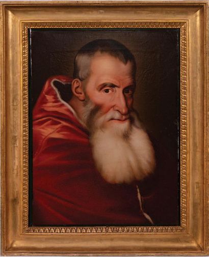 D'APRÈS LE TITIEN Portrait du pontife Paul III Farnèse
Huile sur toile.
H_48 cm L_36...