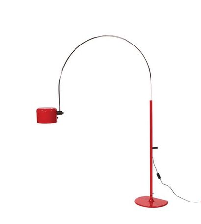 Joe COLOMBO (1930-1971) 
Grand lampadaire modèle «Coupé»
Métal laqué rouge et métal
Édition...