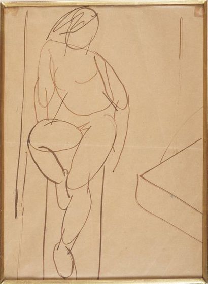 Fernand LÉGER (1881-1955) 
Seated, vers 1905
Crayon et encre sur papier.
Pencil and...