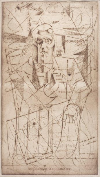 Louis MARCOUSSIS (1883-1941) Portrait of Guillaume Apollinaire, 1912 Engraving -...