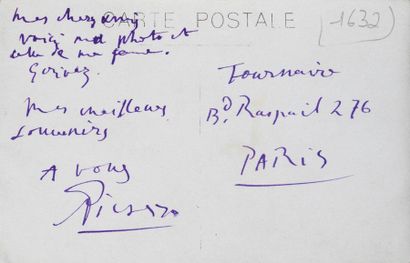Pablo Picasso (1881-1973) Pablo Picasso et sa femme
Carte Postale comprenant un autographe...