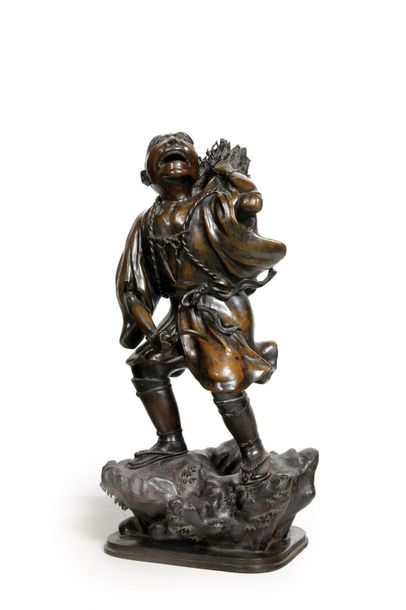 YUE MINJUN (NE EN 1962) 
Paysan au rictus hilarant
Epreuve en bronze a patine brune.
Bronze...