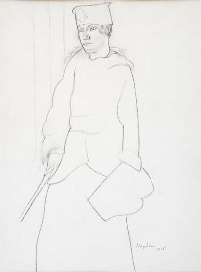Henri HAYDEN (1883-1970) Élégante, 1916 Crayon sur papier. Signe et date en bas a...