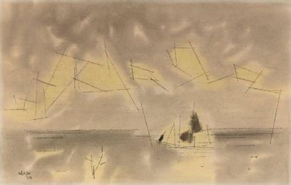 LYONEL FEININGER (1871-1956) Composition, 1952 Ink, wash and watercolor on paper....