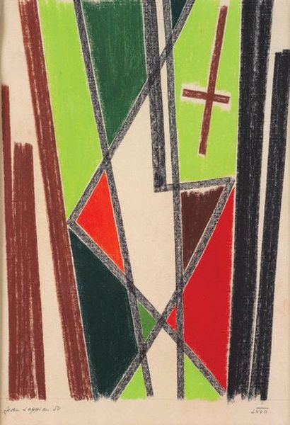 Jean LEPPIEN (1910-1991) Composition, 1950 Pastel sur papier. Signe et date en bas...