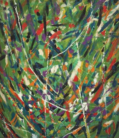 Théodore Appleby (1923-1985) Composition, circa 1960 Huile sur toile. Signee en bas...