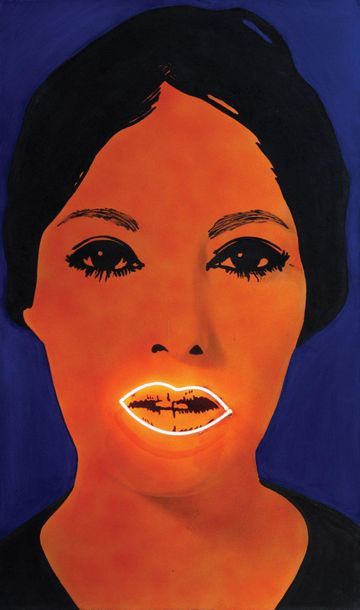 ELAINE STURTEVANT (1926-2014) Raysse Peinture à Haute Tension, 1968-1969 Flocage,...