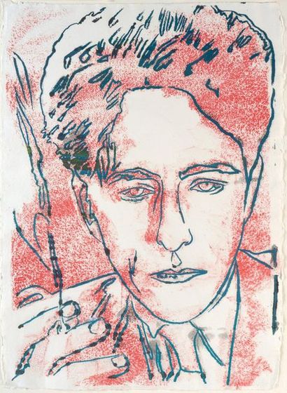 Andy Warhol (1928-1987) 
Jean Cocteau, 1983
Unique piece.
Serigraphy in color.
Stamp...