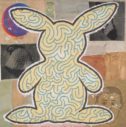 Donald BAECHLER (né en 1956) Bunny Maze, 1999 Acrylique et collage de journaux sur...