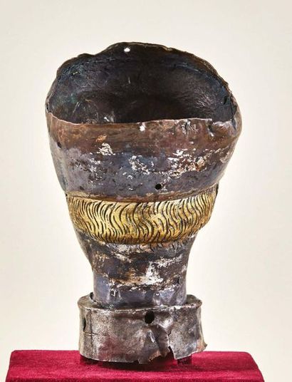 null Head of a reliquary bust in repoussé copper, chased, engraved, silvered and...