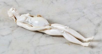 null Mannequin anatomique d'une femme enceinte en ivoire sculpté avec rehauts de...