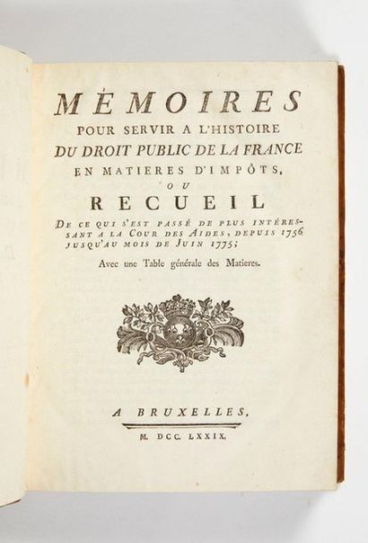 null [AUGER]. Mémoires pour servir à l’histoire du droit public de la France en matière...