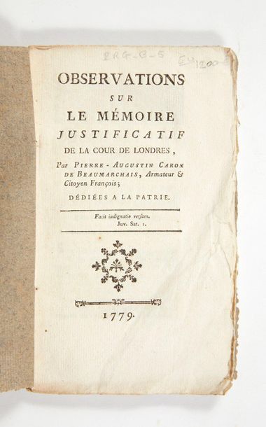 null BEAUMARCHAIS (Pierre Augustin Caron de). Observations sur le Mémoire justificatif...