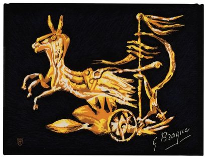 Georges BRAQUE (1882-1963) 
Le Char de Médée
Aubusson mechanized tapestry.
Signed...