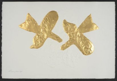 Georges BRAQUE (1882-1963) 
Pélias et Nélée
Lithographie gaufrée à la feuille d'or...