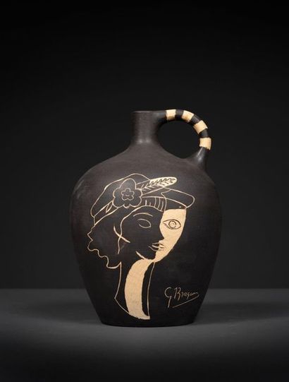 Georges BRAQUE (1882-1963) 
Persephata
Ceramic pitcher, made by Jean Lemoine.
Signed...