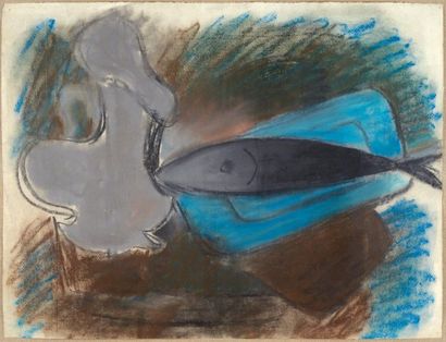 Georges BRAQUE (1882-1963) 
Le maquereau, 1944
Pastel sur papier.
Pastel on paper.
H_48...
