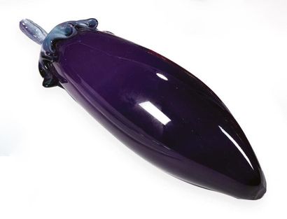 MURANO Melanzana in vetro viola sfumato violetto "Eggplant" in purple glass with...