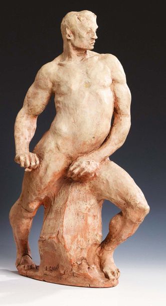 ETTORE GRECO (PADOVA 1969) 
Atleta in piedi, la schiena arcuata
Terracotta (gamba...
