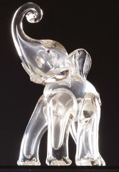 ARCHIMEDE SEGUSO (1909-1999) & MURANO Elefante in cristallo bianco trasparente
Éléphant...