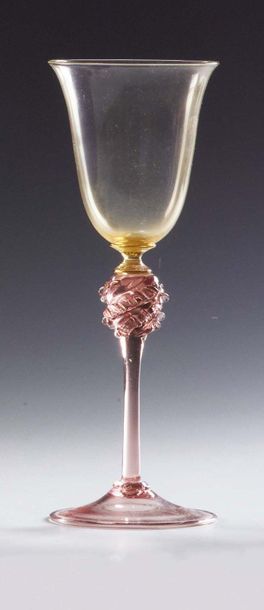 CVM & PAULY Bicchiere in vetro soffiato leggermente ambrato e rosa trasparente con...