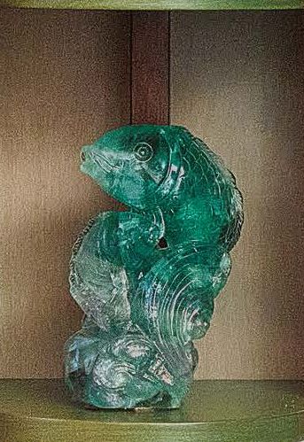 null Scultura in giadeite o vetro, raffigurante un pesce
Sculpture in jadeite or...
