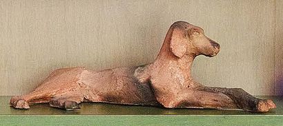 ANTONIO GIANCATERINO (PENNE 1950) 
Un cane a riposo, anni '90
Terracotta in parte...