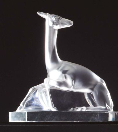 LALIQUE, firmato (signé) Cervo in cristallo bianco trasparente
Cerf en cristal blanc...