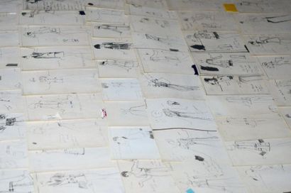 null LAGERFELD, Karl. Ensemble de 90 photocopies d’époque, de dessins de Karl Lagerfeld....