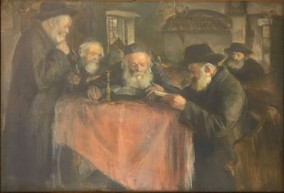 Artur Markowicz (1872–1934) Etude à la synagogue, Cracovie, 1921 Pastel sur carton....