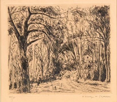 André DUNOYER DE SEGONZAC (1884-1974) Le gros chêne à Chaville Eau-forte. Signée...