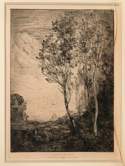 Jean-Baptiste-Camille COROT (1796-1875) Souvenir from Italy, 1866 Etching. Second...
