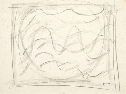 Jean FAUTRIER (1898-1964) Sans titre, circa 1948 Dessin au crayon sur papier. Cachet...