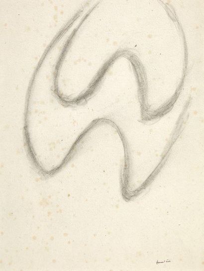 Jean FAUTRIER (1898-1964) Nu double, circa 1942 Dessin au crayon sur papier. Cachet...