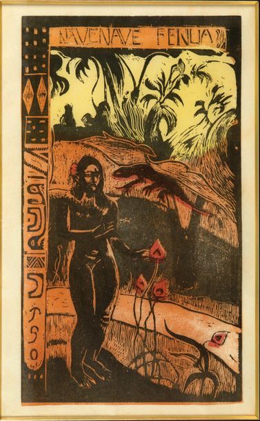 Attribué à Paul Gauguin (1848-1903) Ensemble de six bois gravés. 1) "Soyez amoureuses...