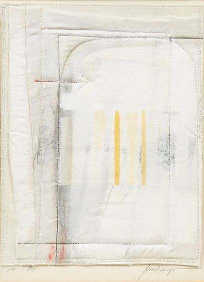 Jacques DESCHAMPS (né en 1933) Peinture cousue (à la flèche rouge), 1984 Technique...