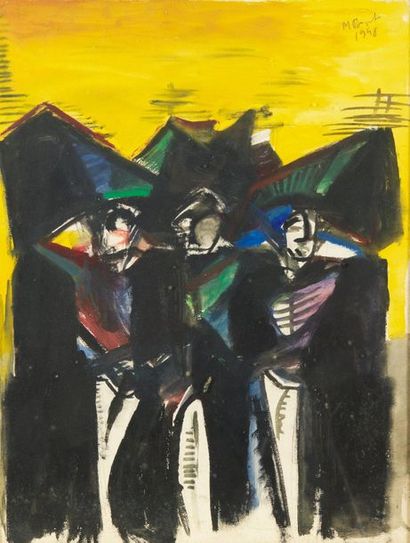 Marcel POUGET (1923-1985) Composition, 1948 Gouache et aquarelle sur papier Signée...