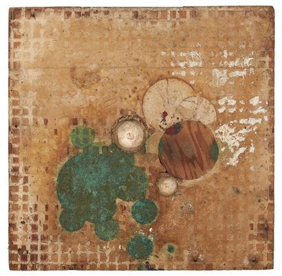 JEFF COLSON (né en 1957) Sans titre, 1991 Poudre de cuivre, plâtre et émail sur bois...