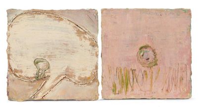 OLIVIER AUBRY (NÉ EN 1964) Compositions, 2001 Deux huiles sur toile Signées et datées...